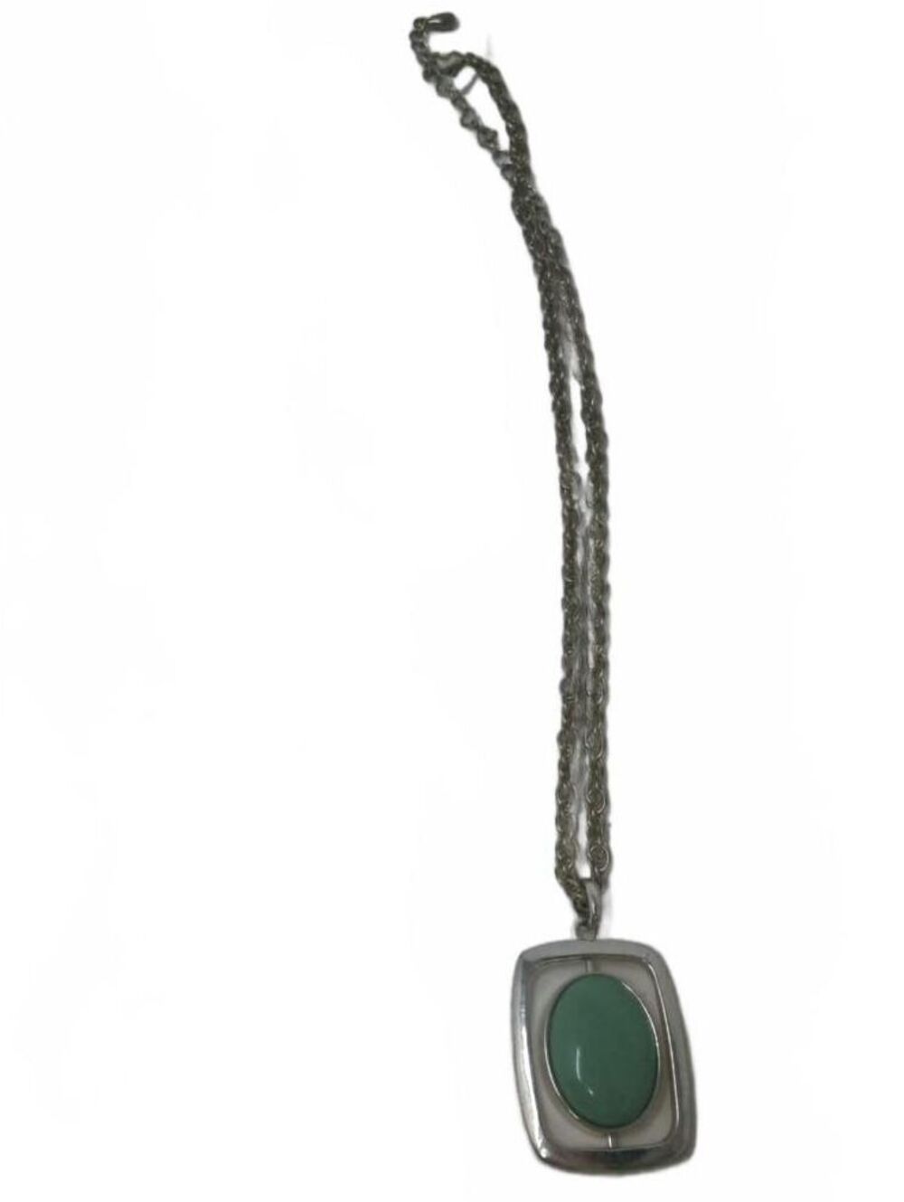 Vintage Mid Century Modernist Pewter Pendant Necklace, Retro MCM Jewelery
